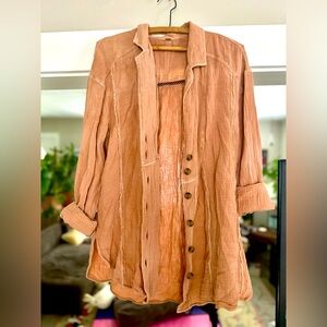 Free People Button Up Tunic in Tuscany/Nude Rose women’s size M